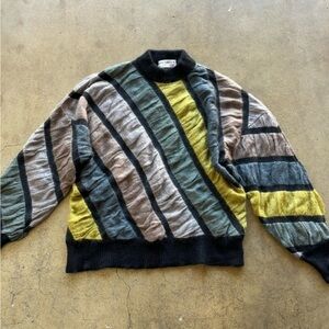 Vintage Dino Valiano Mohair Slouchy Textured Geometric Colorblock Resort Sweater